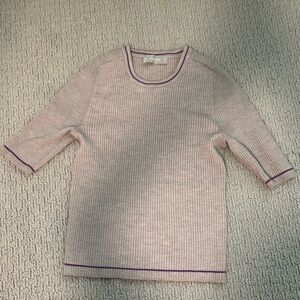 Everlane Pink and Purple Ribbed Sweater